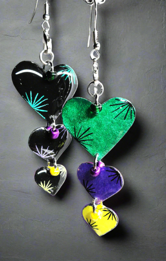 Reversible Starburst Heart Earrings