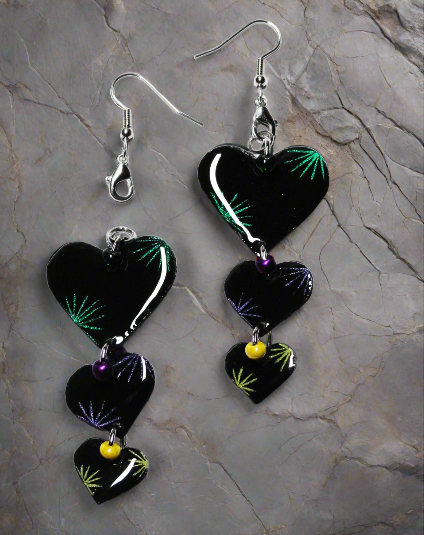 Reversible Starburst Heart Earrings