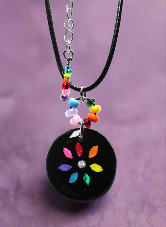 Hand-painted 3D Rainbow Flower Necklace