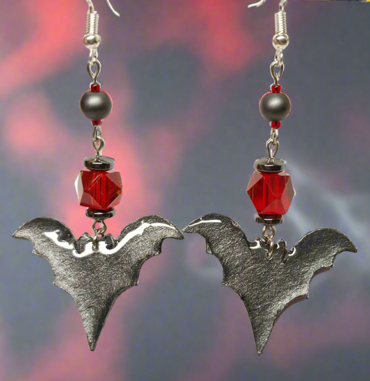 Handmade Bat Earrings With Glass Beads