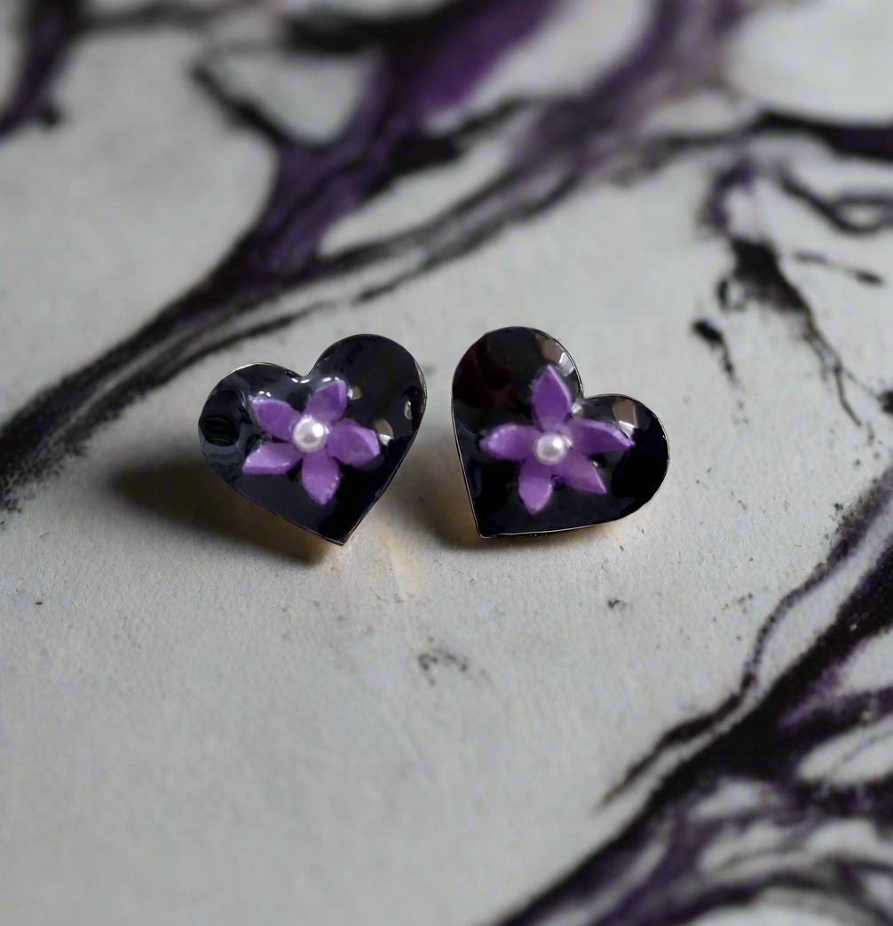 Flower Heart Stud Earrings