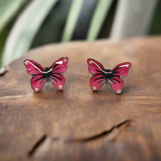 Magenta Butterfly Stud Earrings