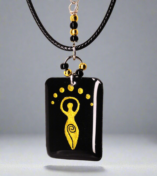 Hand-painted Spiral Goddess Necklace