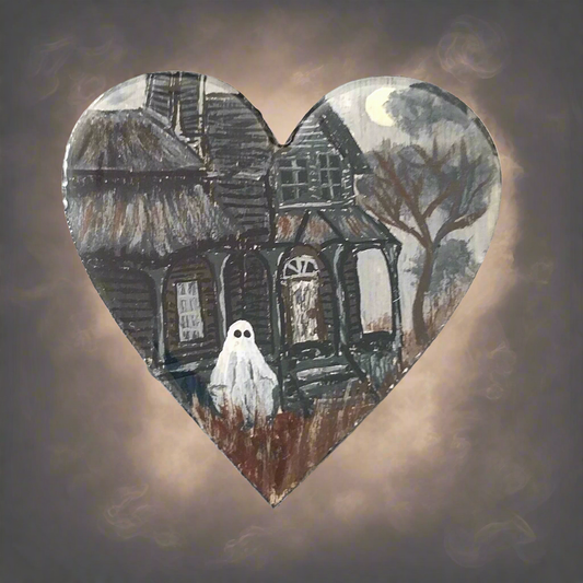 Hand-painted Wood and Resin Heart Ghost Magnets In Multiple Styles