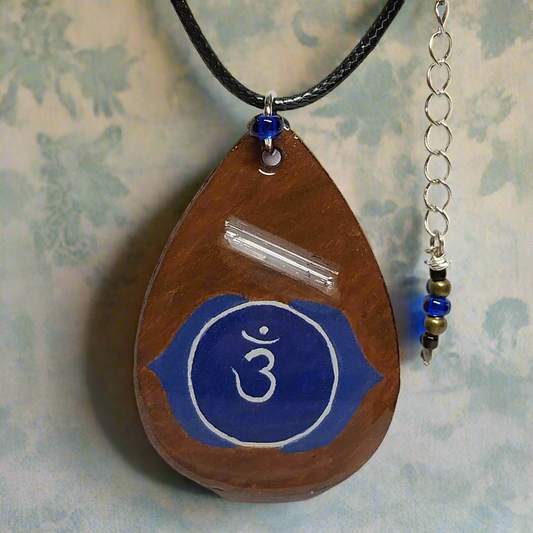 Hand-painted Third-Eye Chakra Necklace Infused With Selenite Crystal