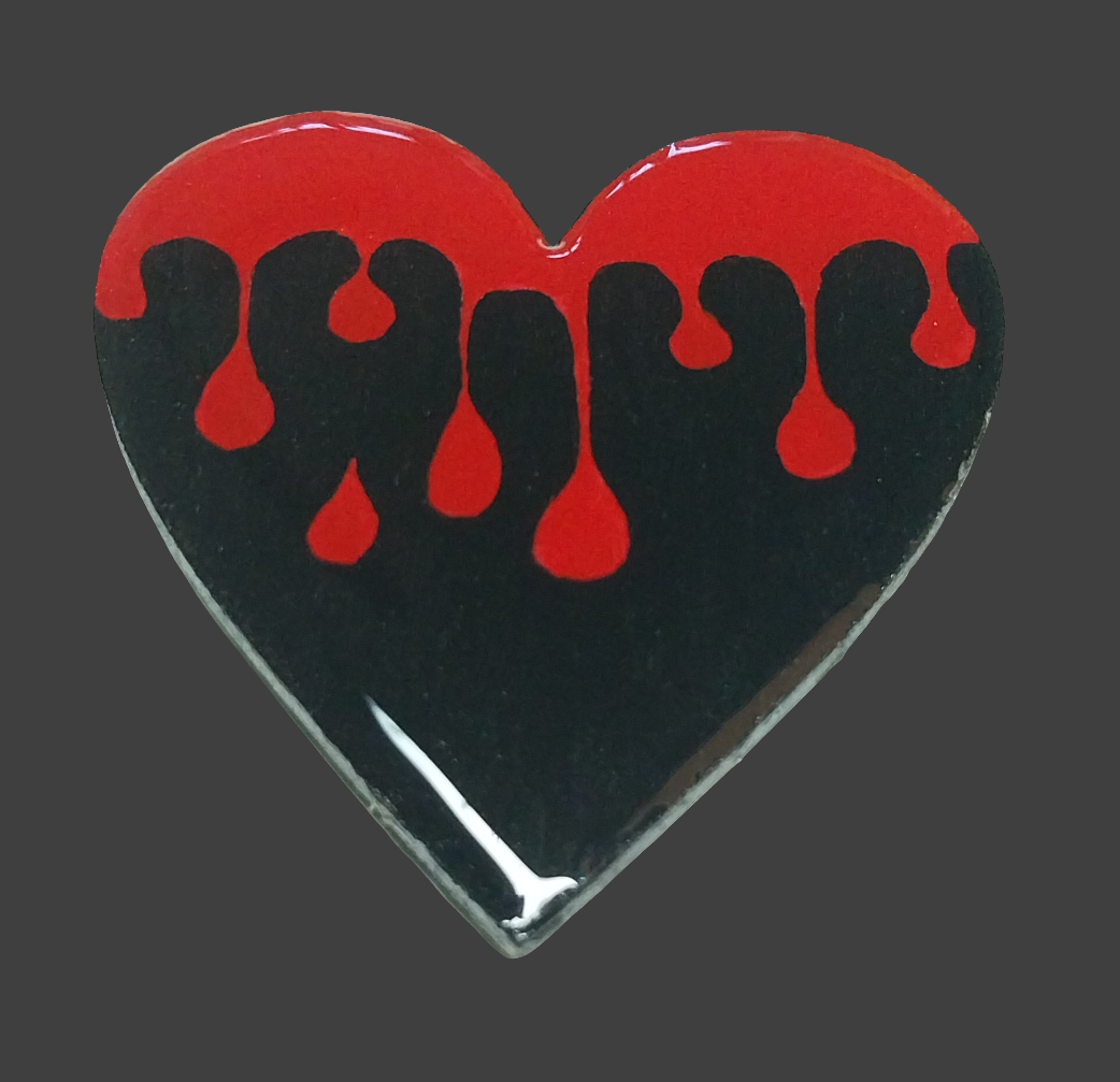 Hand-painted Wood and Resin Dripped Blood Heart Magnet