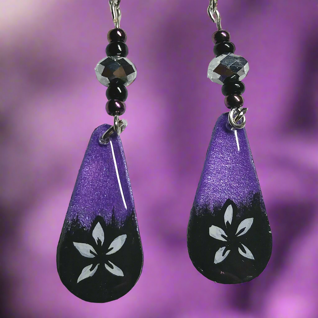 Night Sky Haunt Hand-painted Ghost Earrings With Glass Beads
