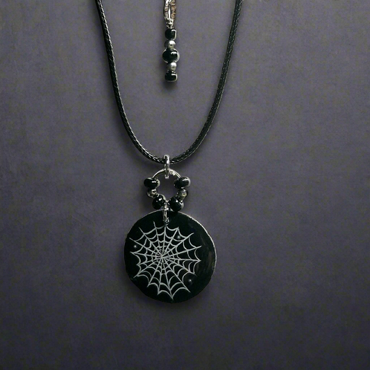 Hand-painted Spiderweb Necklace