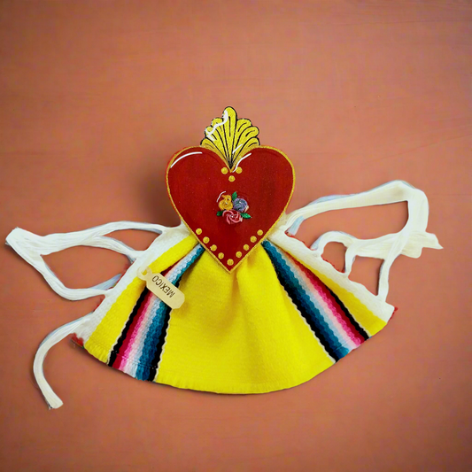 Handmade Milagros Heart With Serape Magnets in Multiple Styles