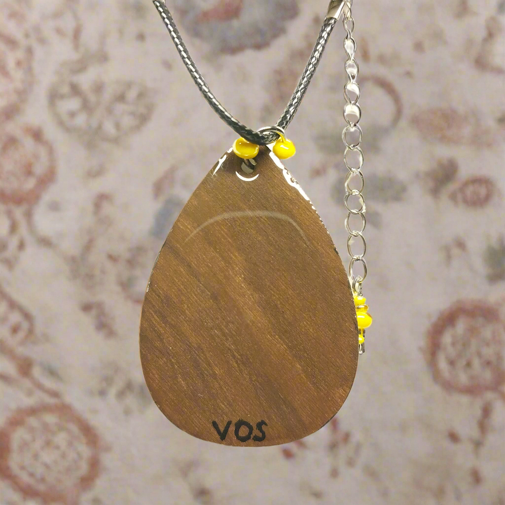 Hand-painted Solar Plexus Chakra Necklace Infused With Selenite Crystal