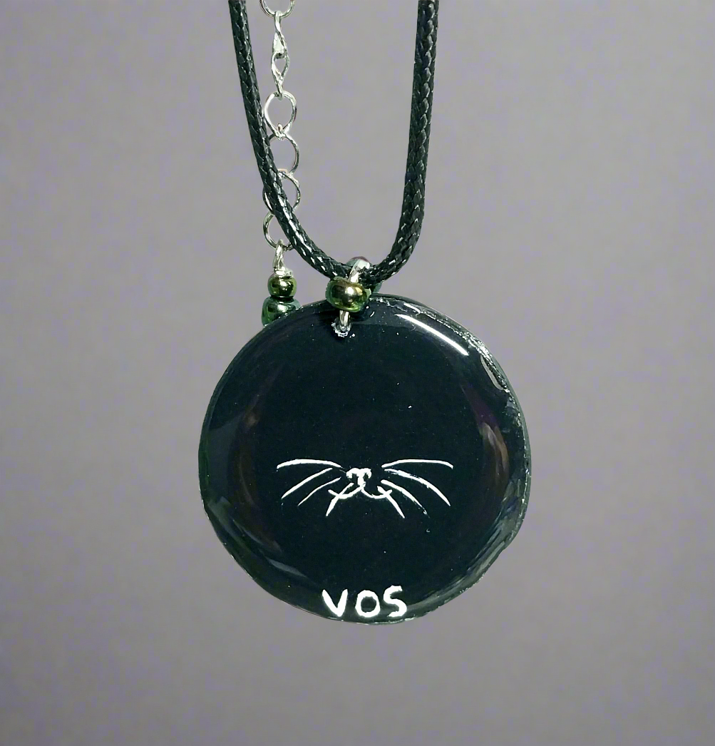 Handmade Scooter Rescue Cat Digital Art Necklace