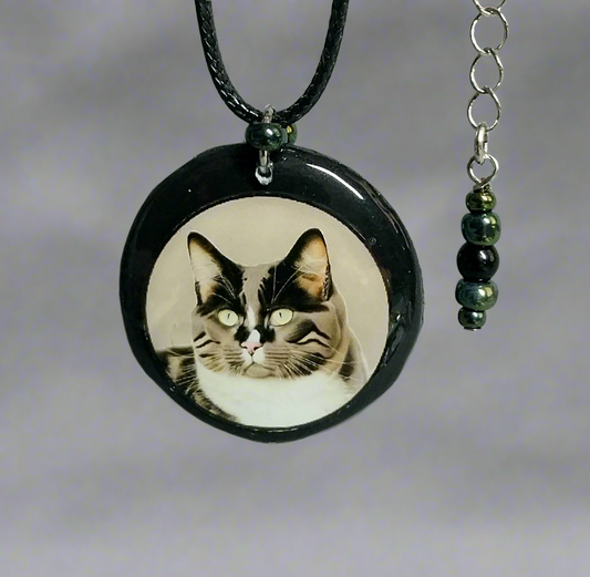 Handmade Scooter Rescue Cat Digital Art Necklace