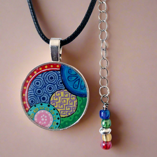 Hand-painted Colorful Mexican Design Necklace