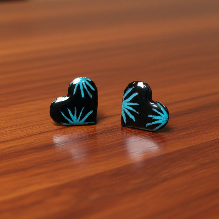 Handmade Starburst Heart Stud Earrings