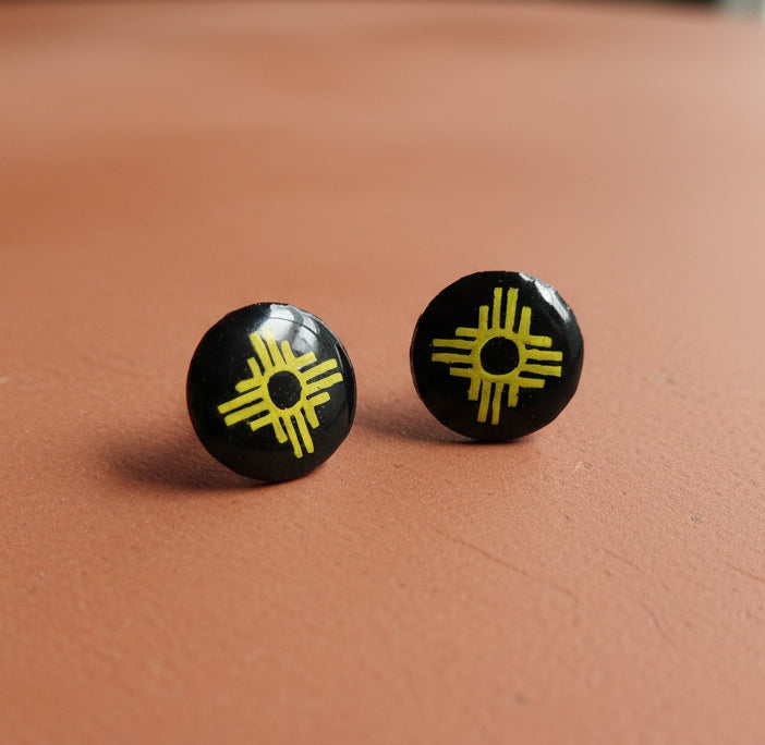 Handmade Zia Symbol Round Stud Earrings