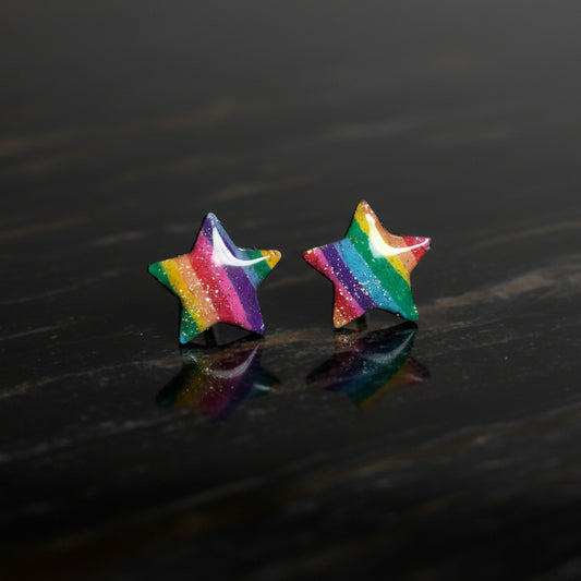 Handmade Rainbow Star Stud Earrings