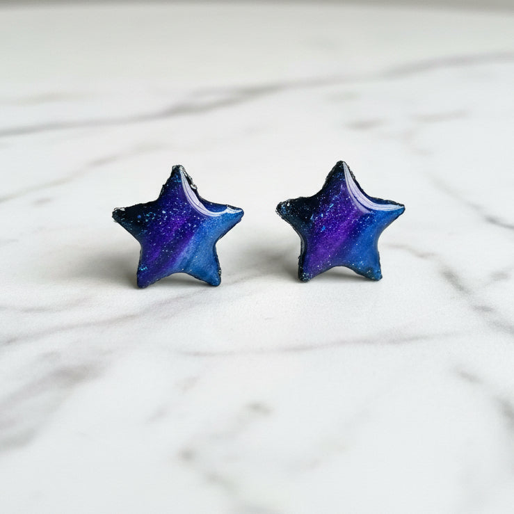 Handmade Galaxy Star Stud Earrings