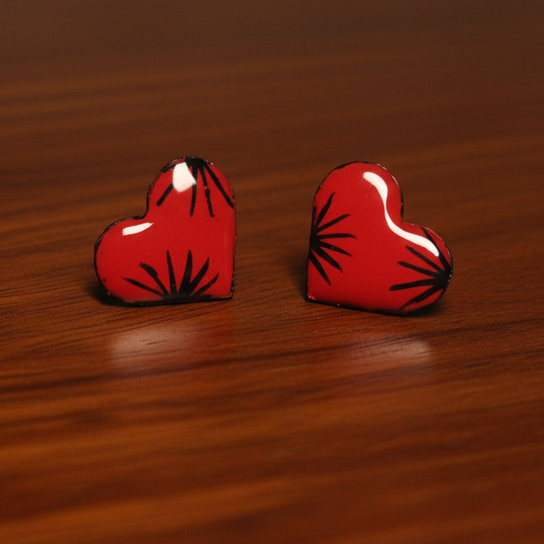 Handmade Starburst Heart Stud Earrings