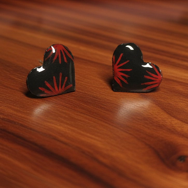 Handmade Starburst Heart Stud Earrings