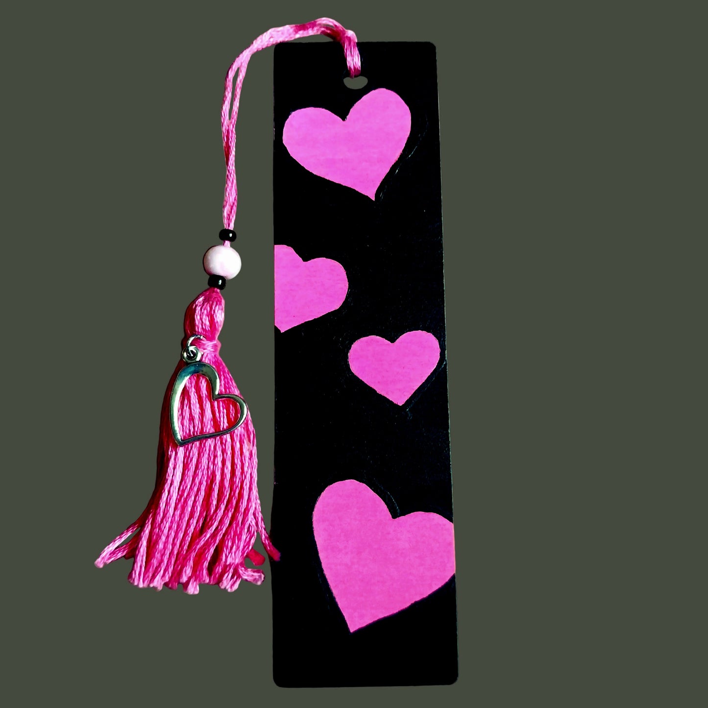 Handmade Hot Pink Hearts Bookmark