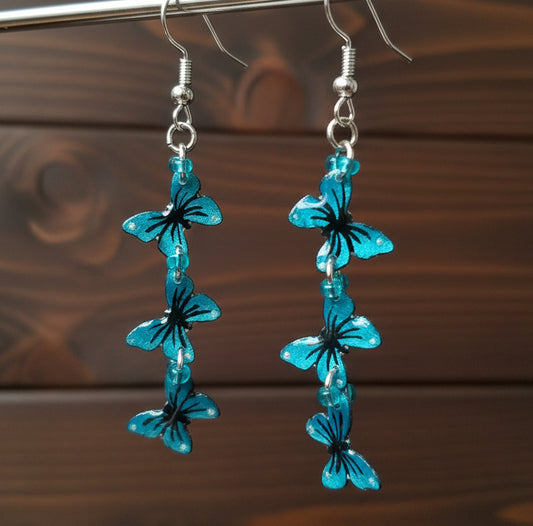 Handmade Teal Blue Butterfly Earrings