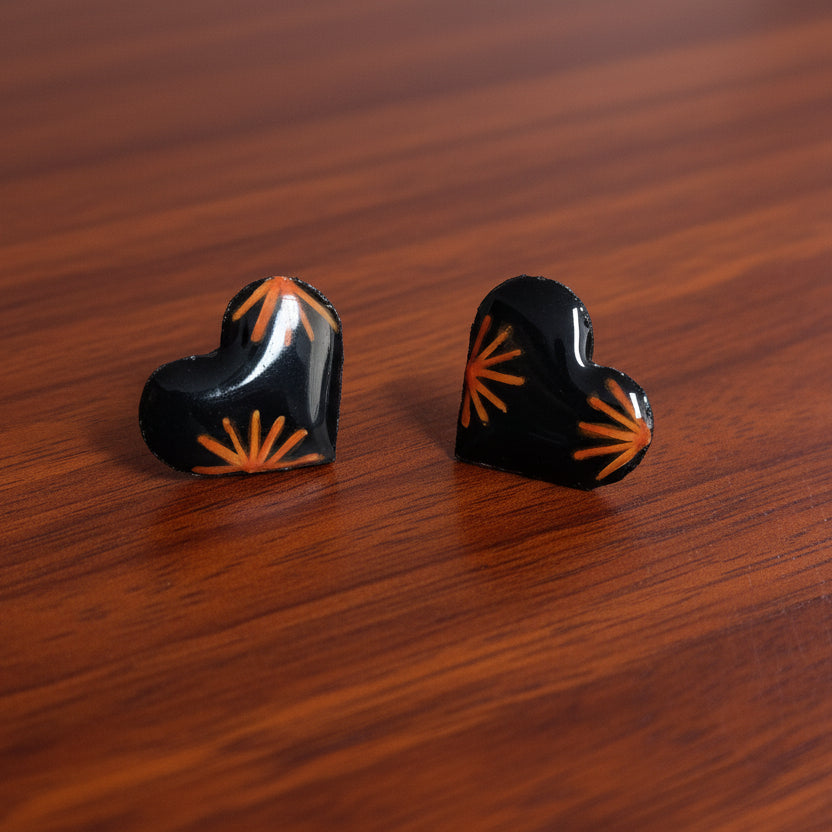Handmade Starburst Heart Stud Earrings