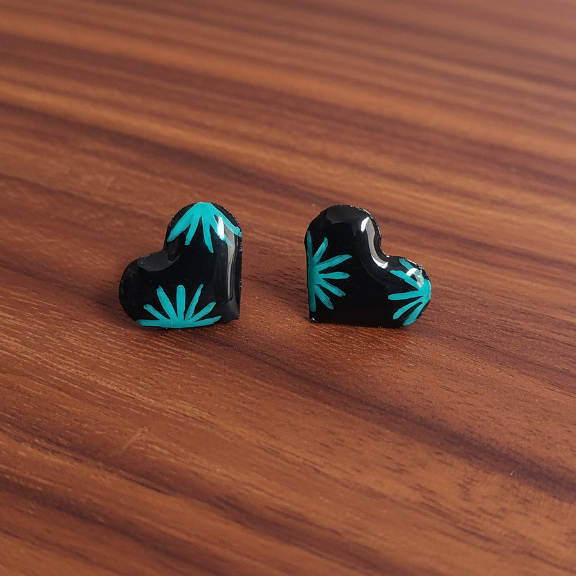 Handmade Starburst Heart Stud Earrings