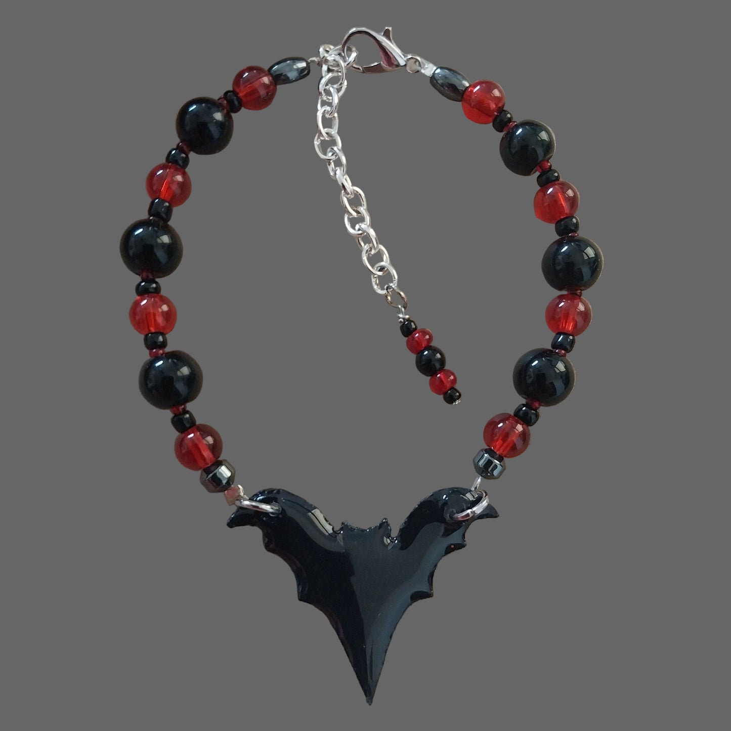 Adjustable Handmade Bat Bracelet With Glass Beads