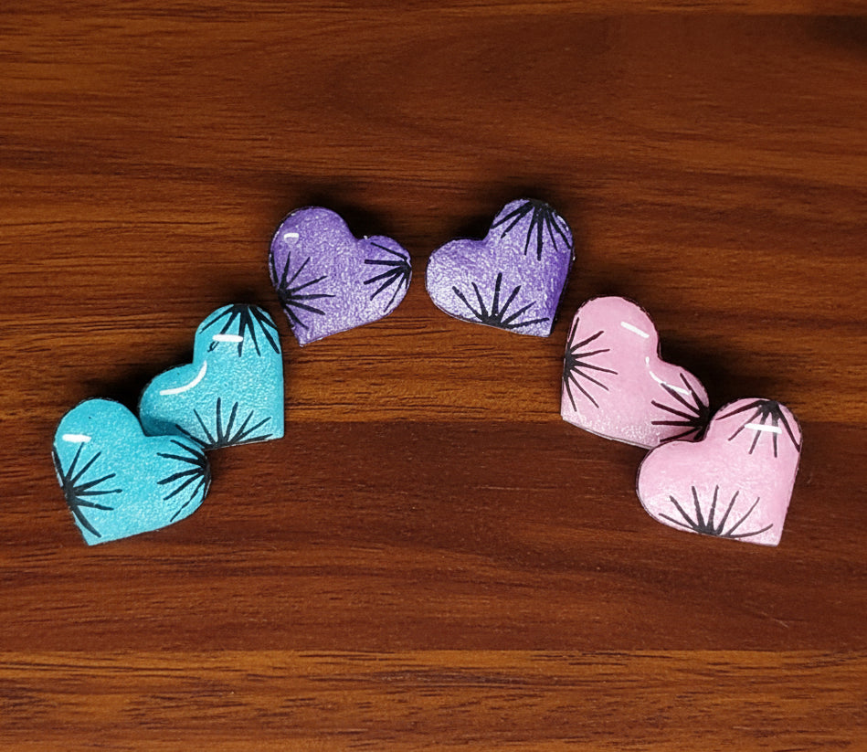 Handmade Starburst Heart Stud Earrings