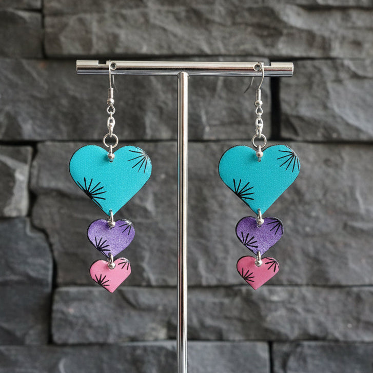 Reversible Handmade Starburst Heart Earrings