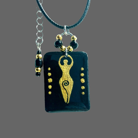 Hand-painted Selinite Infused Spiral Goddess Necklace