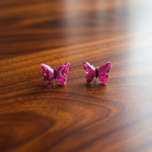 Handmade Marbled Butterfly Stud Earrings