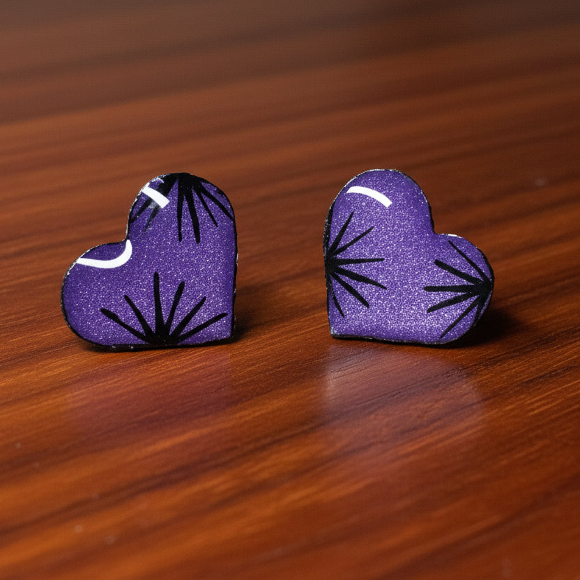 Handmade Starburst Heart Stud Earrings