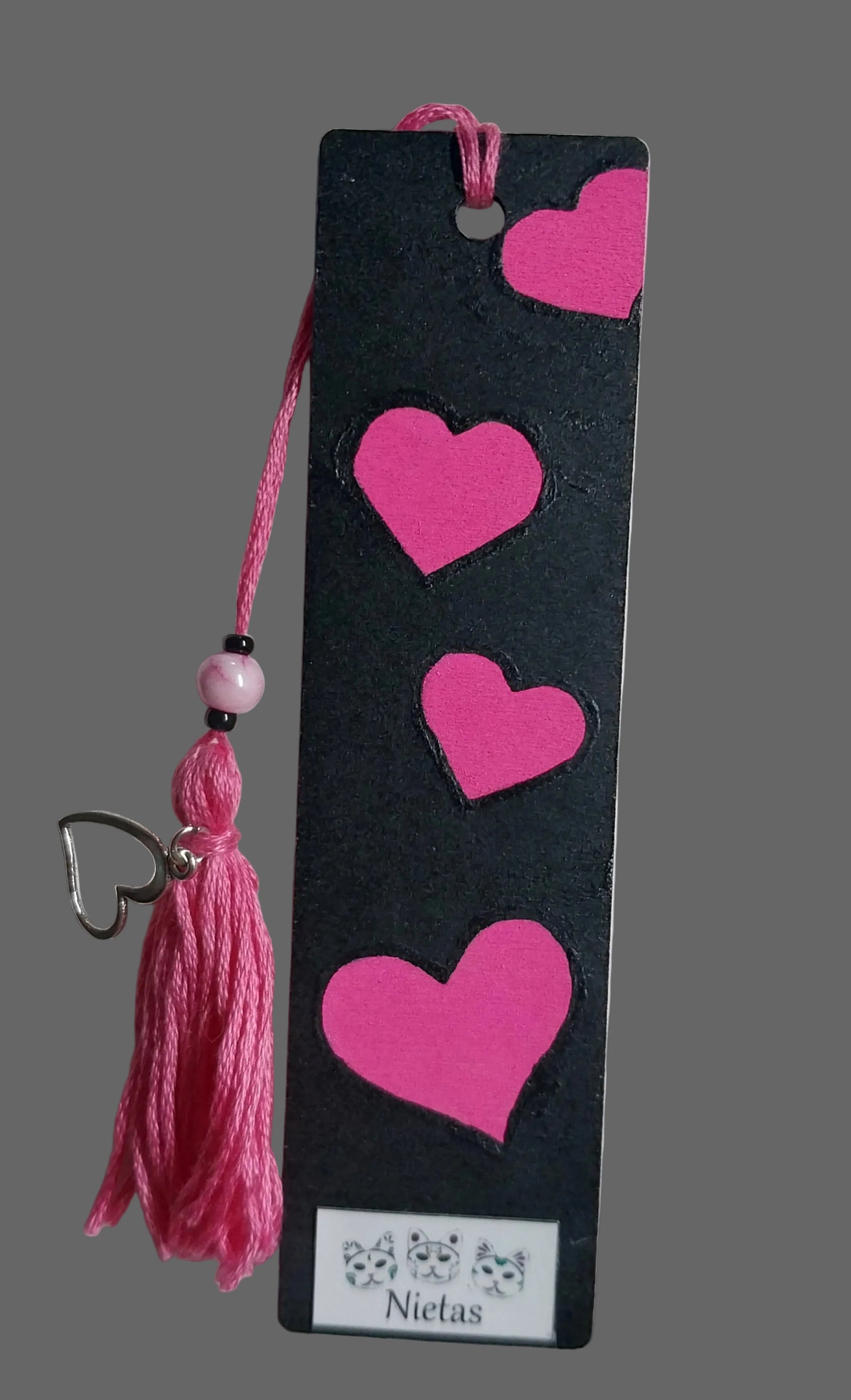Handmade Hot Pink Hearts Bookmark